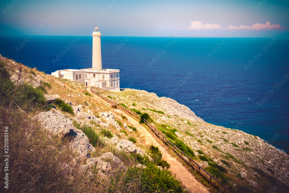 retro lighthouse trail in Otranto - Salento - Italy - Apulia region