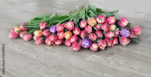 Bouquet of Tulips in lots of colors.