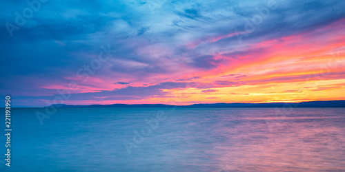 Colorful sunset over lake Balaton