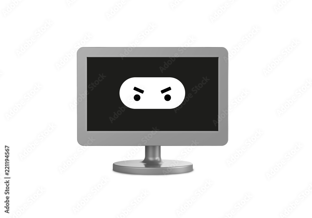 Bildschirm mit bösen Emoji Bildschirm mit bösen Emoji