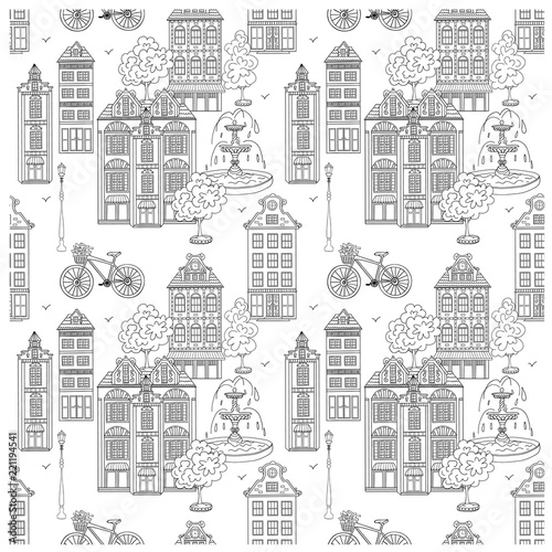 Town seamless pattern.