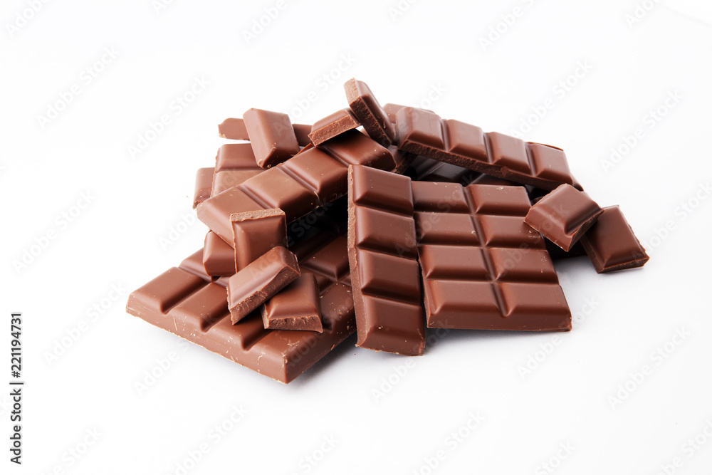 close up of chocolate bars isolated on white background. close up of chocolate bars isolated on white background.