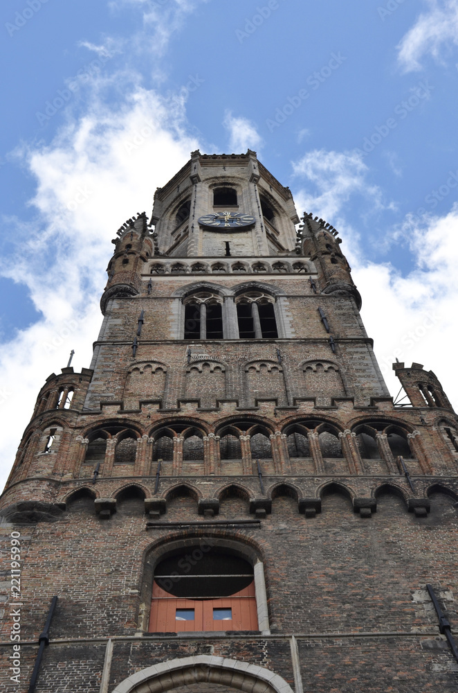 The Belfry medieval bell tower in Brugge, West Flanders Province of Belgium