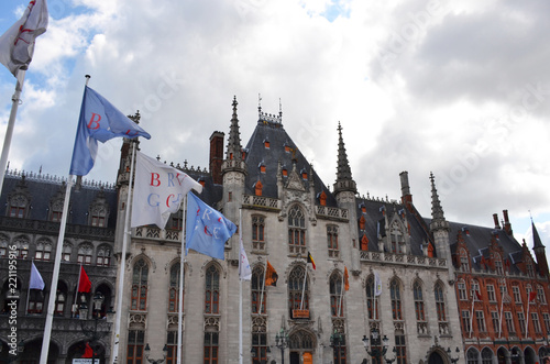 Bruges, Belgium - August 25, 2018: City Hall in the Old Town of Bruges, Belgium