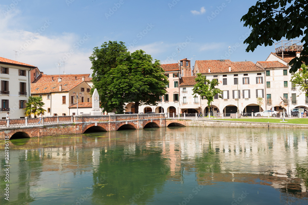 Treviso / Waterfront view of the historical architecture and river channel