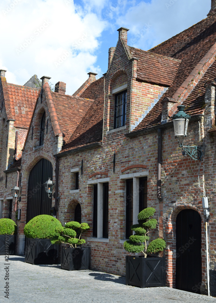 Old beautiful buildings and houses in Brugge, Belgium