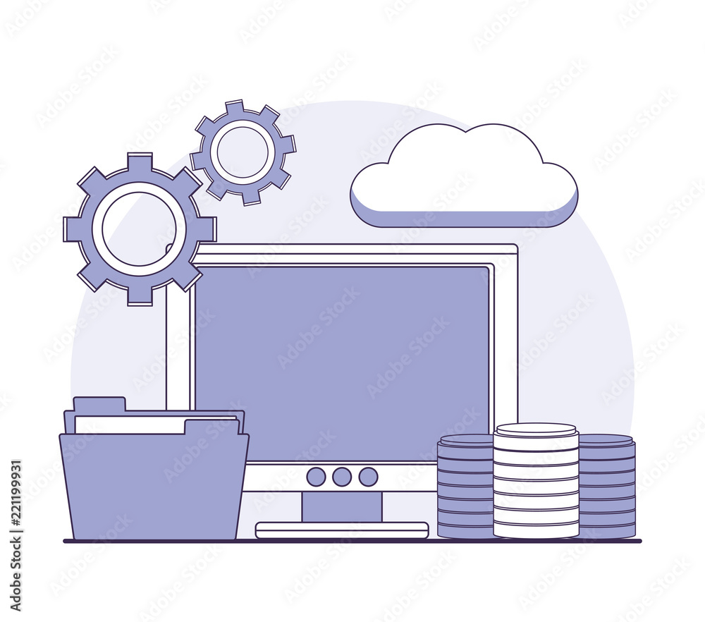 Data center set of icons and technology elements in purple and white colors vector illustration graphic design Data center set of icons and technology elements in purple and white colors vector illustration graphic design