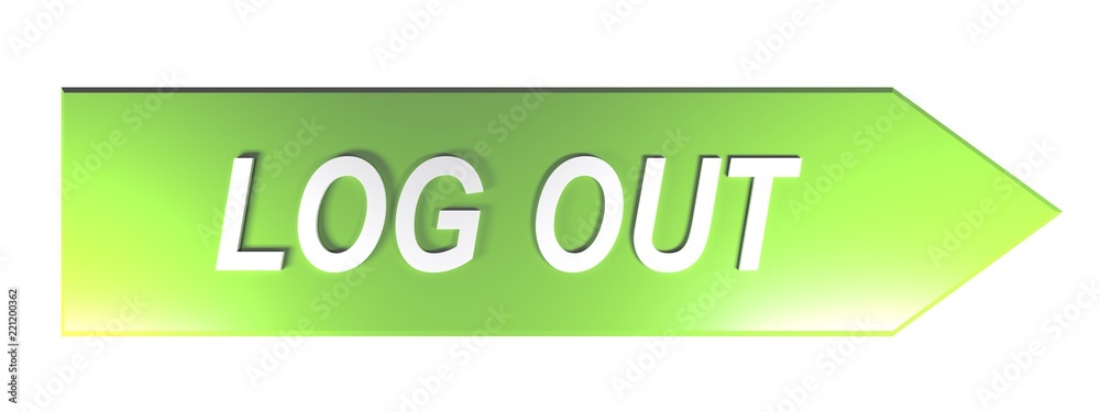 LOG OUT on green arrow - 3D rendering LOG OUT on green arrow - 3D rendering