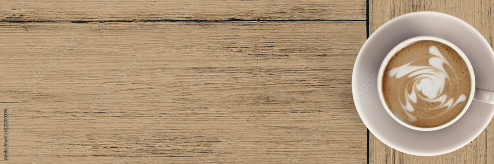 Kaffee Cappuccino Milchschaum Holz Hölzern Banner Kaffee Cappuccino Milchschaum Holz Hölzern Banner