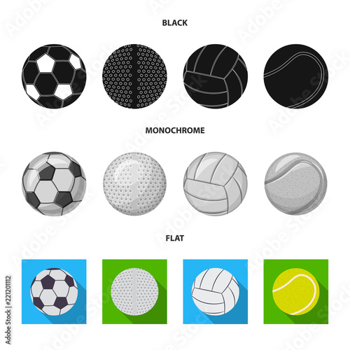 Vector illustration of sport and ball icon. Set of sport and athletic stock vector illustration.