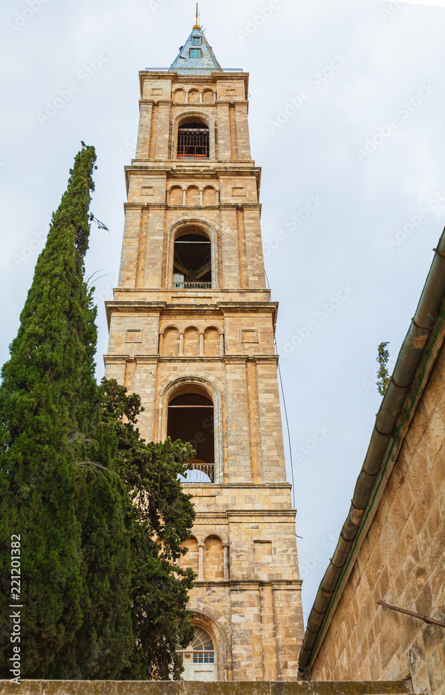 Belltower of convent of the ascension on mount of olives, Jerusalem