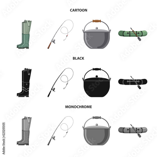 Isolated object of fish and fishing logo. Set of fish and equipment vector icon for stock.