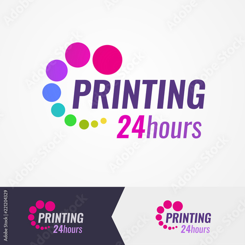 Colorful logo for printing salon on different backgrounds. A Wonderful Logo for use in digital print and copy salons of photo and documents.