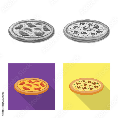 Vector illustration of pizza and food logo. Set of pizza and italy stock vector illustration.