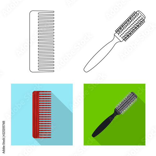 Isolated object of brush and hair sign. Collection of brush and hairbrush vector icon for stock.
