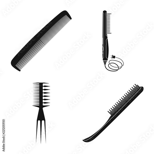 Isolated object of brush and hair symbol. Collection of brush and hairbrush stock symbol for web.