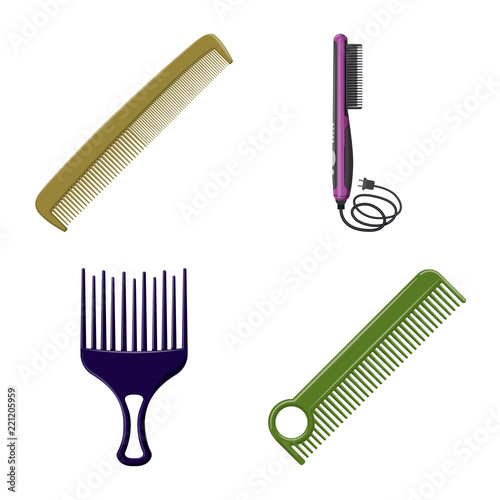 Vector illustration of brush and hair symbol. Collection of brush and hairbrush vector icon for stock.