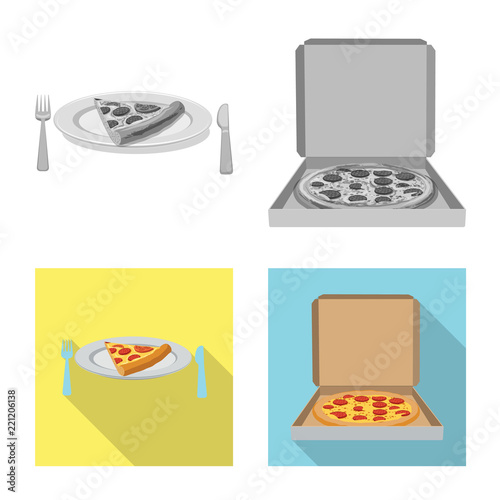 Vector illustration of pizza and food icon. Set of pizza and italy stock symbol for web.