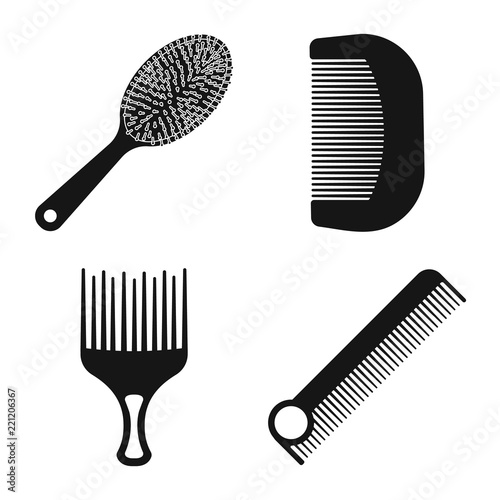 Isolated object of brush and hair sign. Set of brush and hairbrush stock symbol for web.