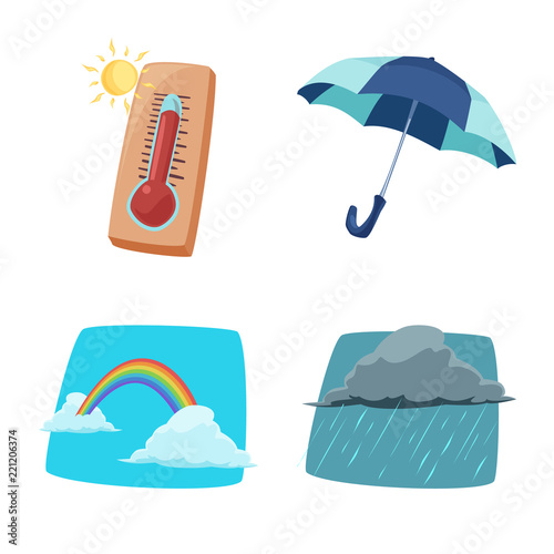 Isolated object of weather and climate sign. Collection of weather and cloud stock vector illustration.