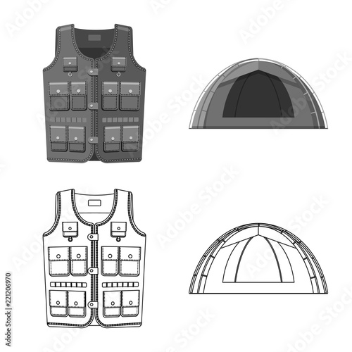 Isolated object of fish and fishing icon. Collection of fish and equipment stock vector illustration.