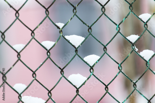 background grid mesh, winter snow