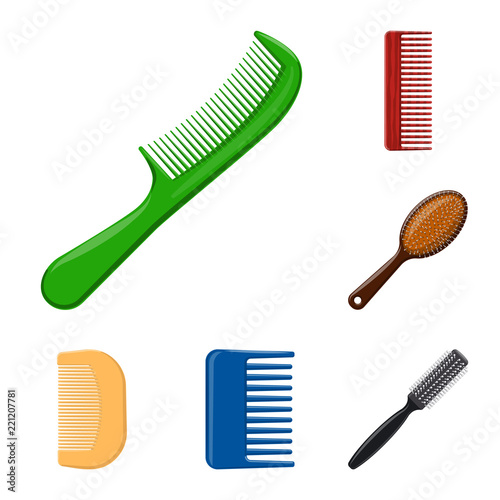 Vector illustration of brush and hair symbol. Set of brush and hairbrush stock vector illustration.
