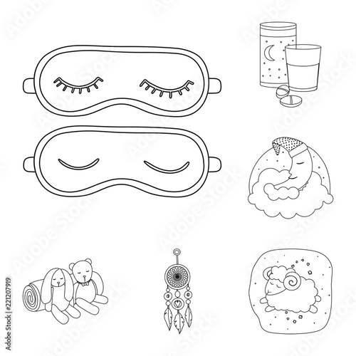 Vector illustration of dreams and night sign. Collection of dreams and bedroom vector icon for stock.