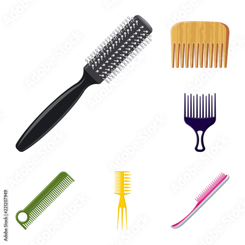 Vector design of brush and hair symbol. Collection of brush and hairbrush stock symbol for web.
