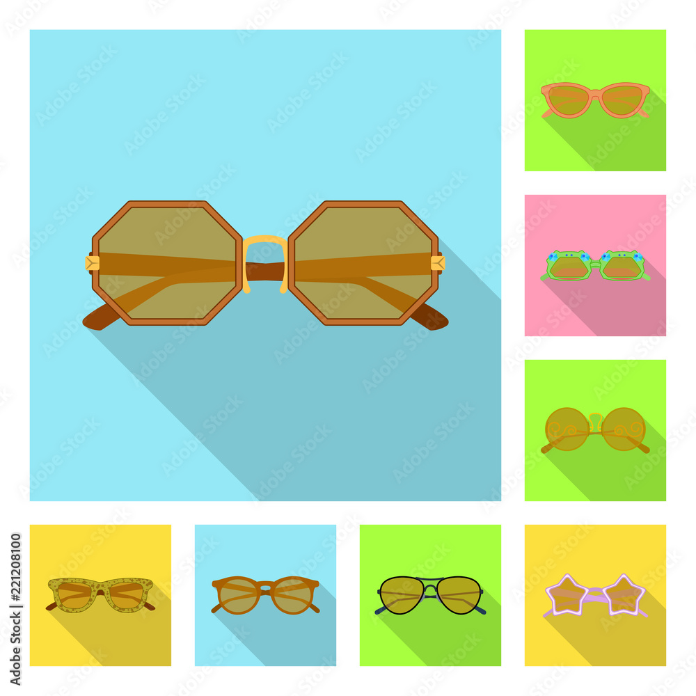 Vector design of glasses and sunglasses sign. Collection of glasses and accessory stock symbol for web.