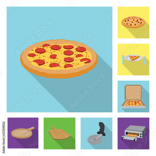 Vector illustration of pizza and food symbol. Set of pizza and italy stock vector illustration.