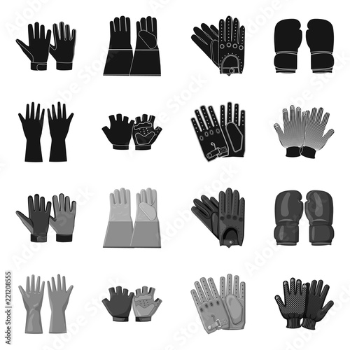Vector illustration of glove and winter symbol. Collection of glove and equipment vector icon for stock.