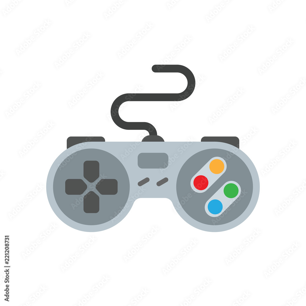 Gamepad isolated on white background, vector icon. Retro video game  controllers. Vector illustration joystick console, game play concept. Stock  Vector | Adobe Stock