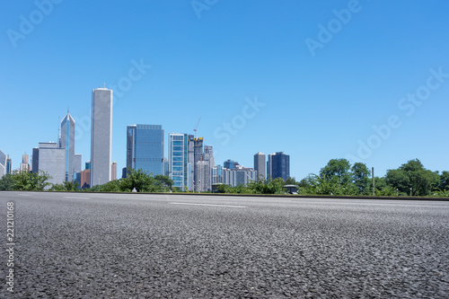 asphalt highway with modern city in chicago © zhu difeng