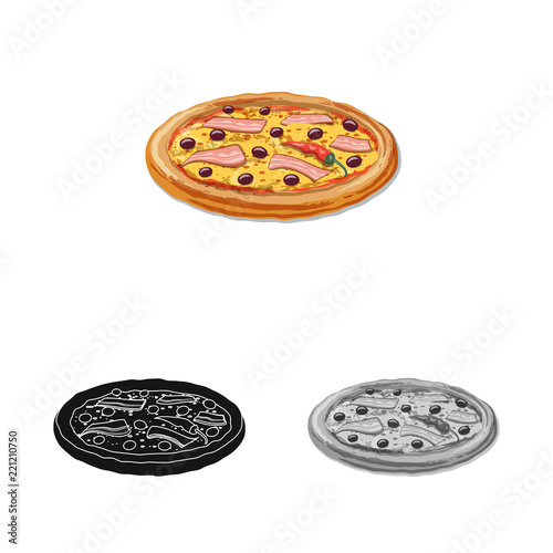 Isolated object of pizza and food sign. Set of pizza and italy stock vector illustration.