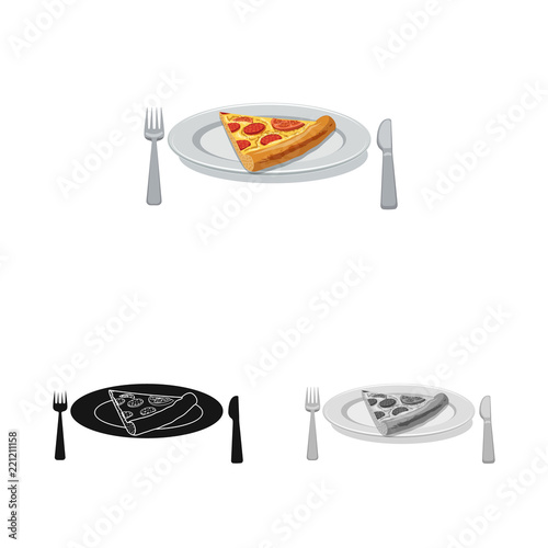 Vector illustration of pizza and food icon. Set of pizza and italy stock vector illustration.