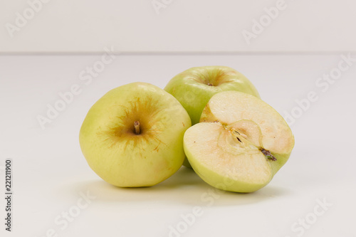 apples Antonovka on white background