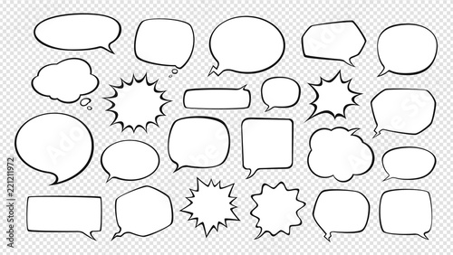 Fotografie, Tablou Set of comic speech bubbles. Cartoon vector illustration