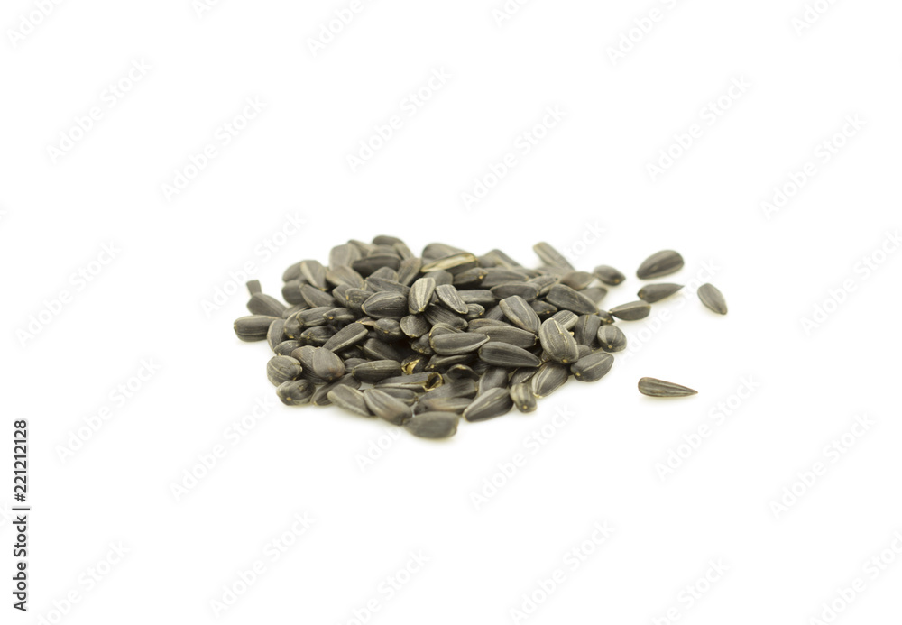 fried sunflower seeds on white background fried sunflower seeds on white background