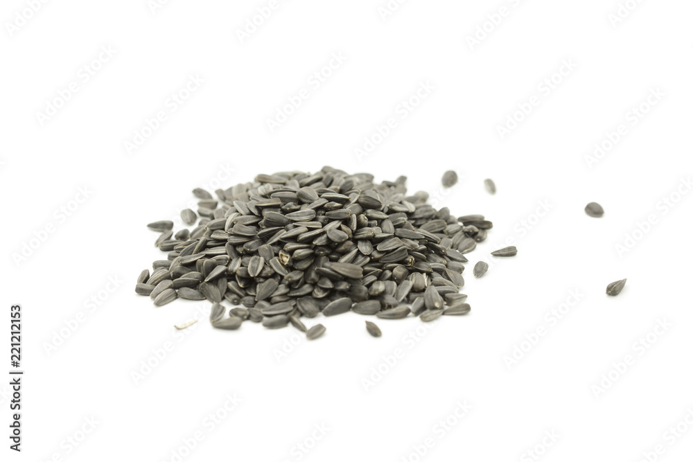 fried sunflower seeds on white background fried sunflower seeds on white background