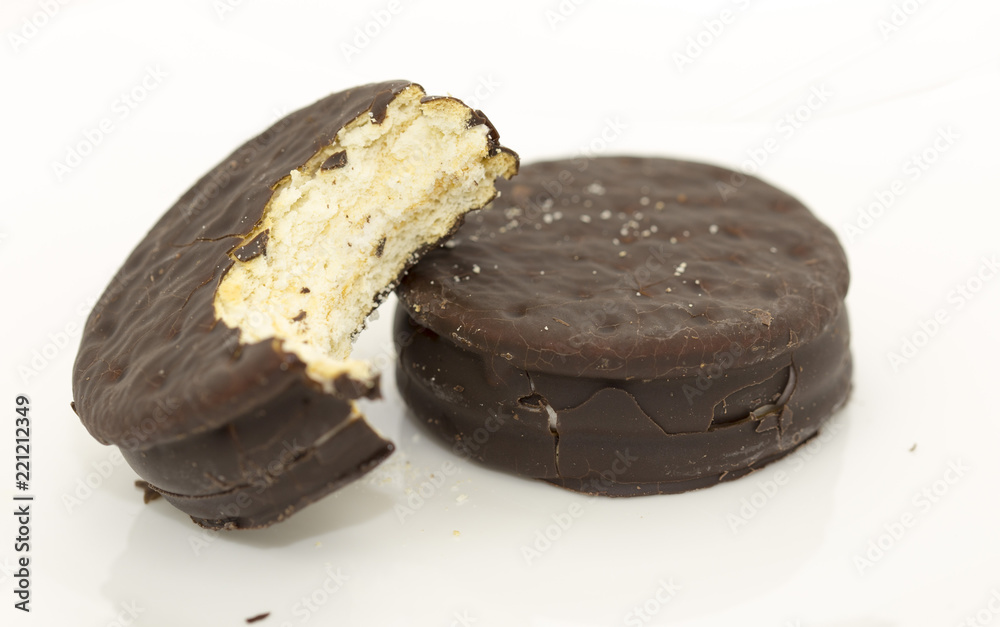 chocolate chip cookies on a white background
