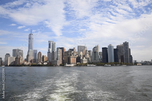 The Downtown Manhattan Skyline in NYC from the Lower New York Bay © 26ShadesofGreen