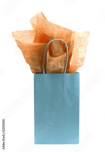Single Blue Giftbag on a White Background