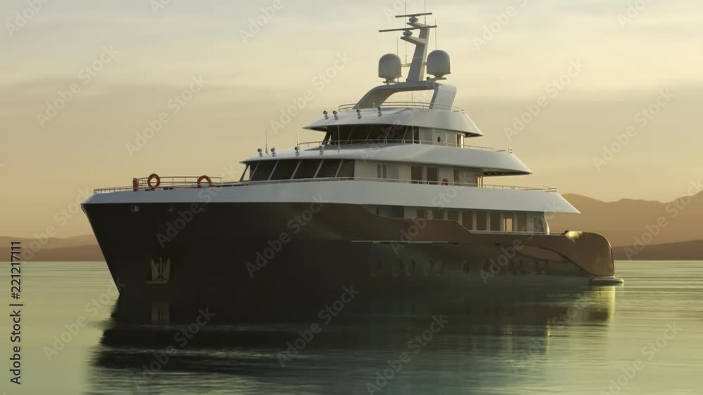 Big, luxury yacht sailing in the atmospheric lake or sea near the coastline. 4K Big, luxury yacht sailing in the atmospheric lake or sea near the coastline. 4K