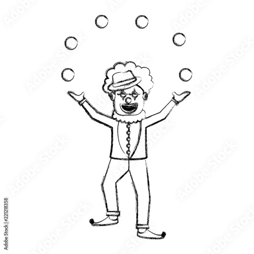 happy smiling clown juggling balls show character