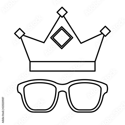 crown and glasses retro trend elements