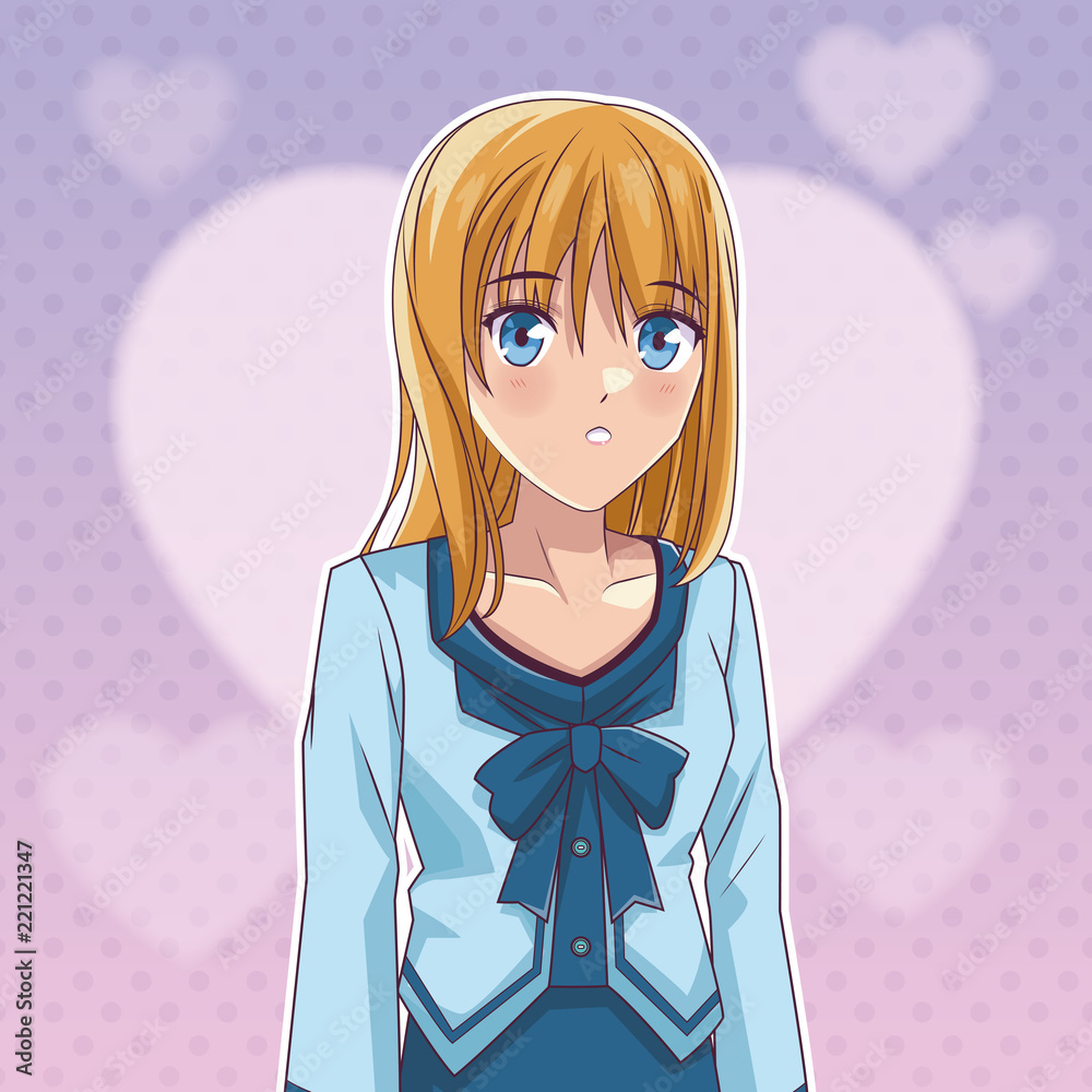 Beautiful young woman anime cartoon