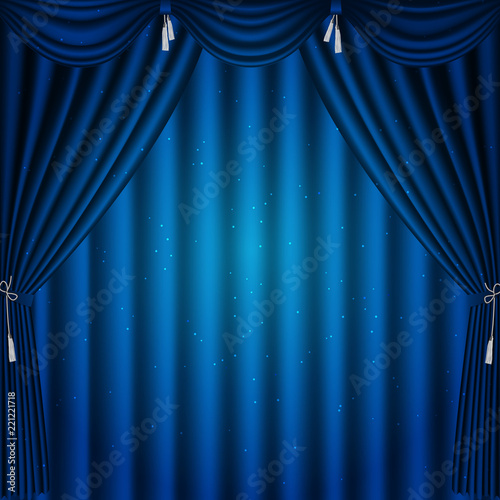 Blue curtain 1x1. Vector illustration.