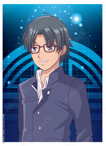 Young man anime cartoon