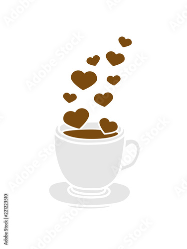 Liebe Herzen I Love Glas Tasse Tee Kanne Kaffee Trinken Durst Kochen Getrank Schwarztee Cafe Lecker Comic Cartoon Clipart Stock Illustration Adobe Stock